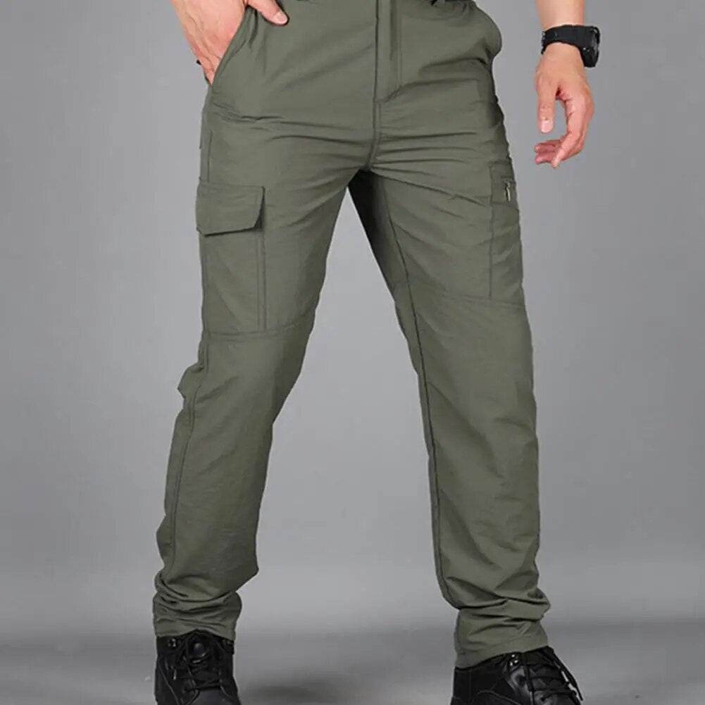 Straight Wear Resistant Solid Color Waterproof Men Pants for Outdoor Sports - Tamnz
