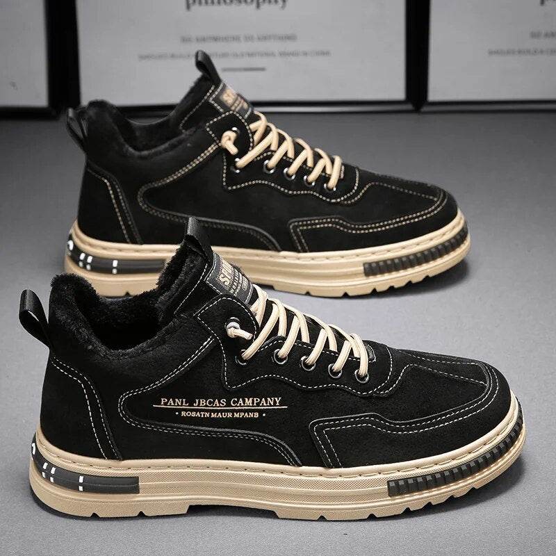 Winter Mid-top Cotton Shoes Board Shoes Outdoor Walking Casual Sneakers Comfortable Trend Shoes - Tamnz