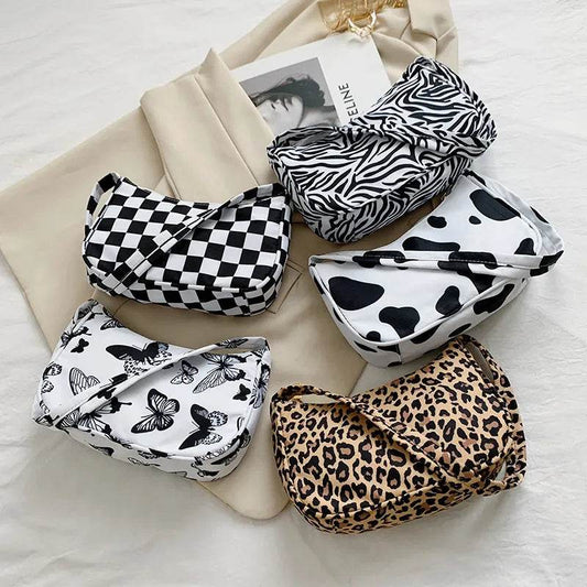 Animal Pattern Print Canvas Shoulder Underarm Bag Vintage Ladies Small Purse Handbags Casual All-match Fashion Women Square Bags - Tamnz