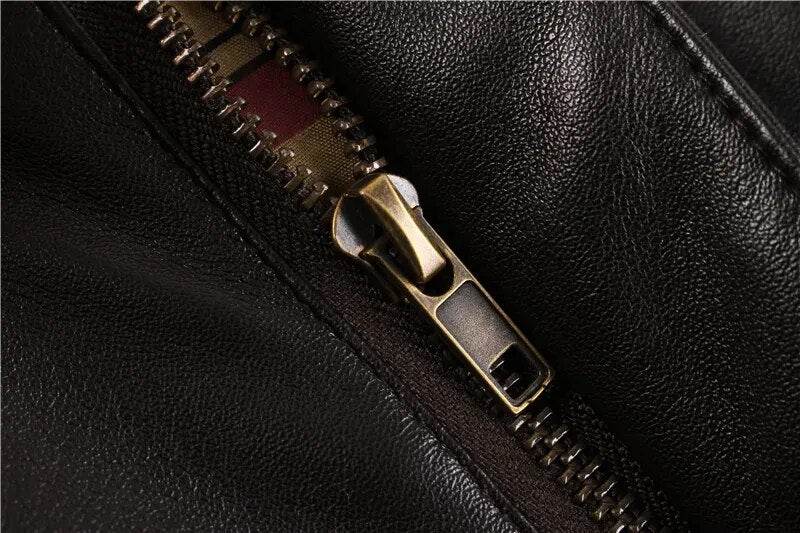 Winter Vintage Leather Jacket Men Oversized Streetwear Removable Fur Collar Flight Motorcycle Bomber Padded Air Force Coats - Tamnz