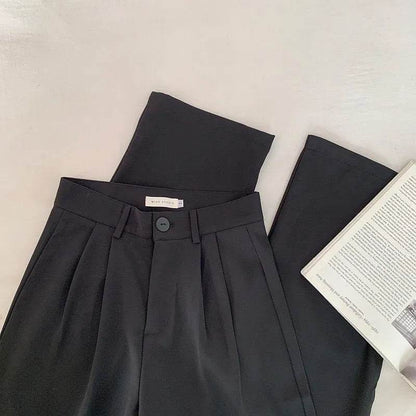 High Waist Women Suit Pants Fall Straight Office Ladies Korean Fashion Trousers Casual Button Loose Female Black Pants New - Tamnz