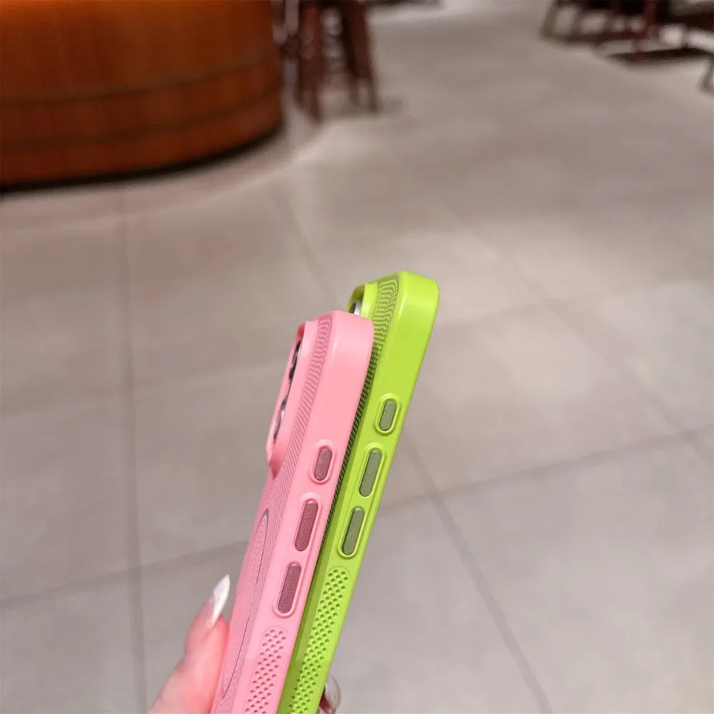 Cooling Heat Dissipation Mesh Magnetic Magsafe Case for iPhone 17 16 15 14 13 12 11 Pro Max Plus 17 Air Wireless Charging Cover