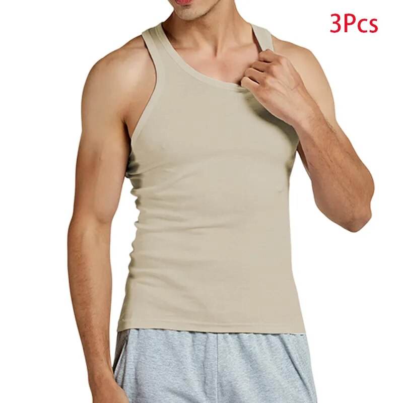 Tank Top Solid Muscle Vest Undershirts O-neck Gymclothing Tees Whorl Tops - Tamnz