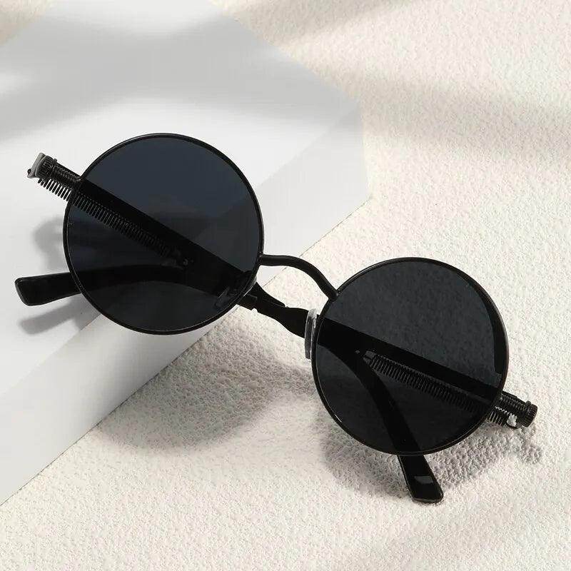 Metal Steam Punk Style Sun Glasses Steampunk Fashion Men Retro Round Sunglasses - Tamnz