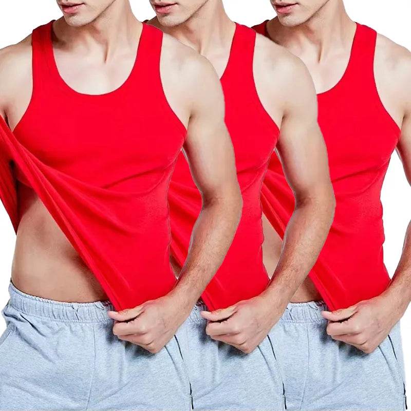 Tank Top Solid Muscle Vest Undershirts O-neck Gymclothing Tees Whorl Tops - Tamnz