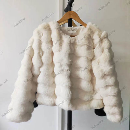 Winter Fashion Faux Fur Coat Women Korea Fashion Warm Feather Coats Cardigan Short Outercoat Lady Party Elegant Outfits - Tamnz