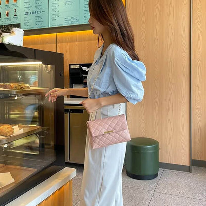 Lattice Women Shoulder Bag Female Embroidered Small Square Bag PU Leather Crossbody Bags Handbag and Purses Phone Bags - Tamnz