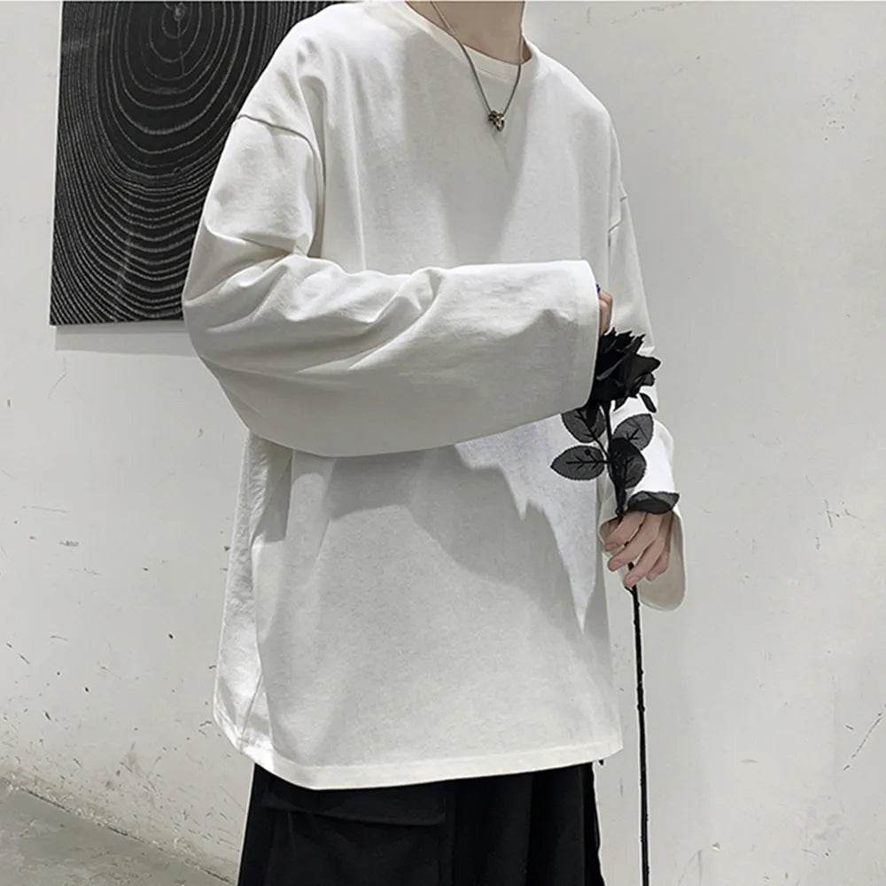 Men's Oversized T-shirt Man Long sleeves Pure Color Men t shirt T-shirts For Male Female Tops - Tamnz