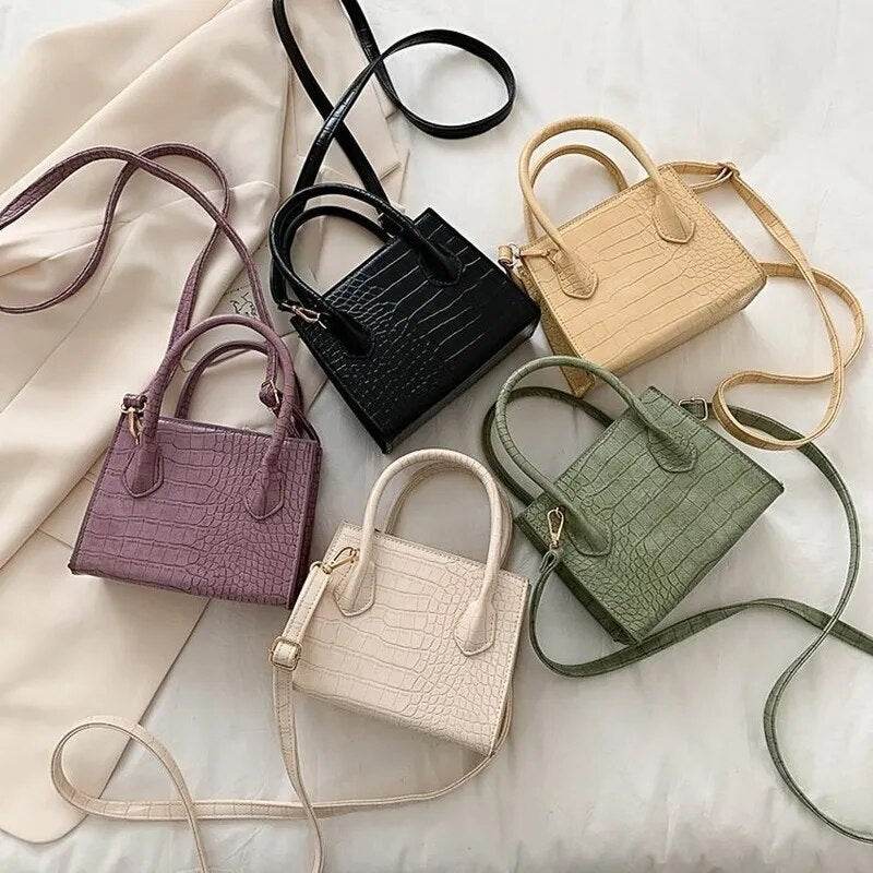 Crocodile Pattern PU Leather Crossbody Bags for Women Chain Female Shoulder Handbags Mini Purses Travel Crossbody Bag - Tamnz