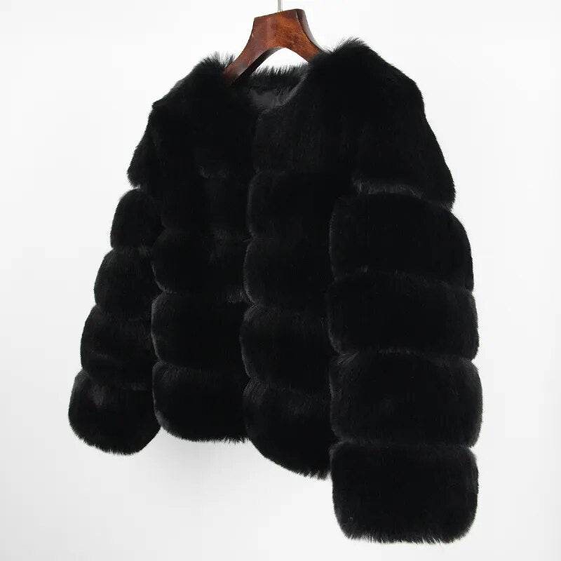 Faux Fur Luxury Winter Jacket Women Elegant Thick Warm Outerwear - Tamnz