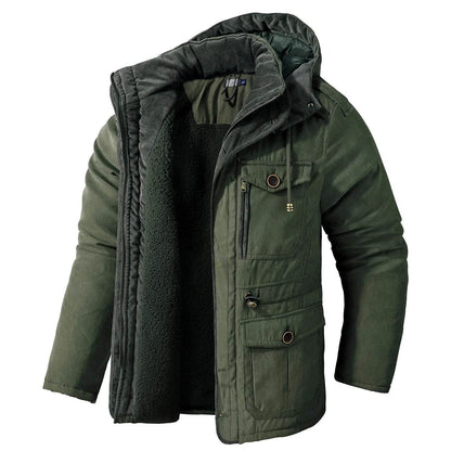 Winter Thick Jacket Men Outdoor Parka Coat Fur Linner Warm Cargo Jackets Male Windbreaker Outwear Parkas Military Army Overcoats - Tamnz