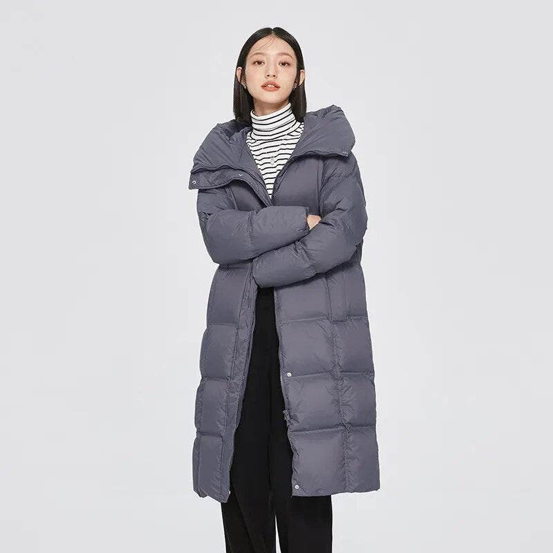 Semir Long Down Jacket Women Waterproof Hooded Coat Winter New Loose Girls Jacket Multi-Color Thick Windbrake Down Coat - Tamnz