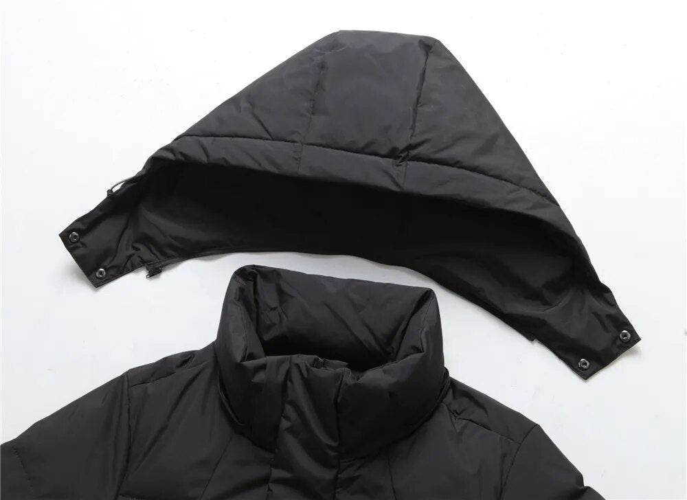 Purple Men and Women Quilted Winter Coat 2023 New Men's Thick (Winter) X-Long Warm Hooded Lovers Down Jackets Brand Clothing - Tamnz