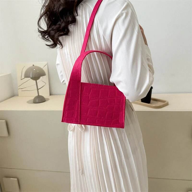 New Messenger Shoulder Shopping Bag Solid Color Felt Women Luxury Designer Handbag Casual Crossbody Bags for Women Simple - Tamnz