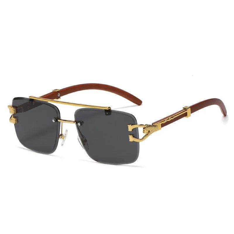 Retro Square Sunglasses Luxury Brand Designer Gold Lion Decoration Sun Glasses - Tamnz
