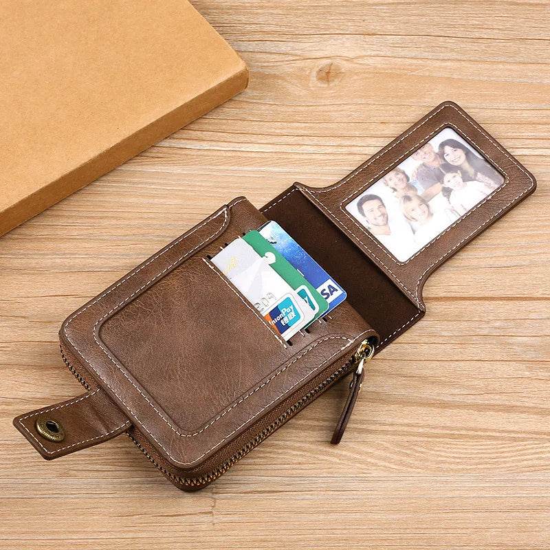 Vintage Small Men's Wallet Pu Leather Short Purse Men Hasp Zipper Clutch Solid Porte Feuille Hommes Porte Monnaie Homme - Tamnz