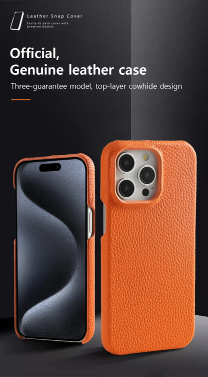 for Magsafe Case for iPhone 17 15 16 Pro Max Air 16Pro Natural Cowhide Lychee Leather Magnetic Protector Luxury Phone Back Cover