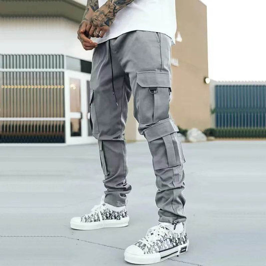 Fashion Men's Casual Loose Quick-mouth Woven Pants Multi-pocket Sport Workwear Pants - Tamnz