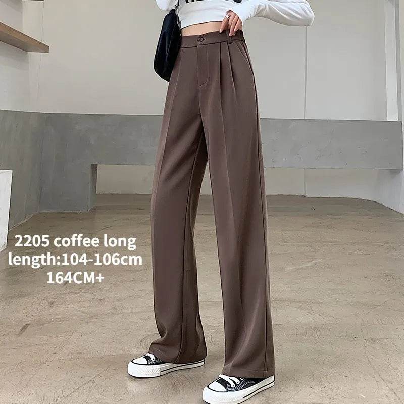 Casual High Waist Loose Wide Leg Pants for Women Spring Autumn New Female Floor-Length White Suits Pants Ladies Long Trousers - Tamnz