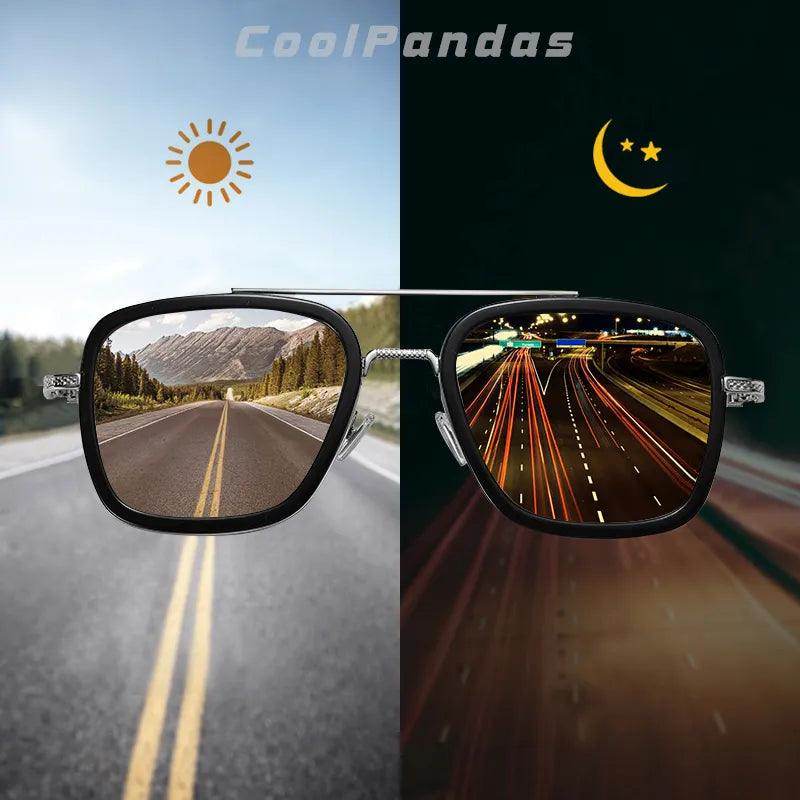 Square Sunglasses Photochromic Polarized Glasses - Tamnz