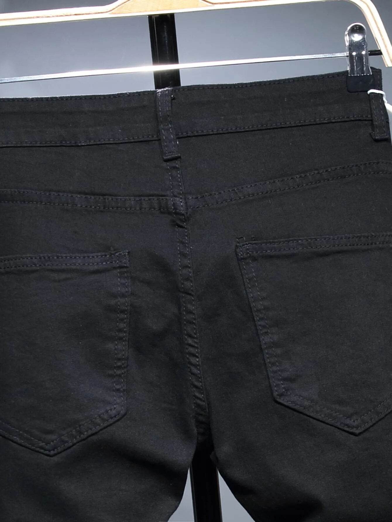 NEW Trendy Men's Street All-match Jeans Hot Mens Skinny Stretch Denim Pants Distressed Ripped Freyed Slim Fit Jeans Trousers - Tamnz