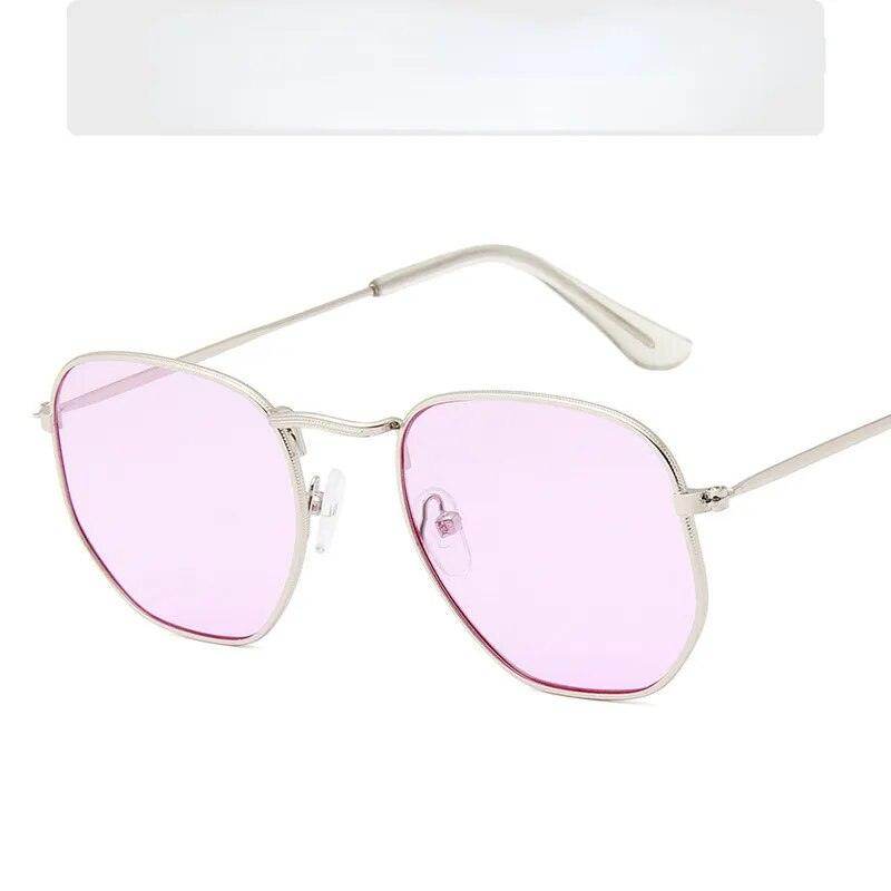 Sunglases Hexagon Sunglasses Women Metal Frame Fishing Glasses Gold tea Eyewear lentes - Tamnz