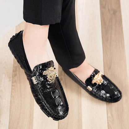 Leather Shoes Snake Pea Shoes Spring Summer Leather Ladies Moccasin Loafers - Tamnz