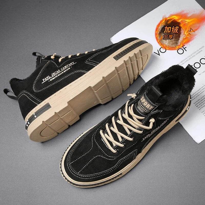 Winter Mid-top Cotton Shoes Board Shoes Outdoor Walking Casual Sneakers Comfortable Trend Shoes - Tamnz