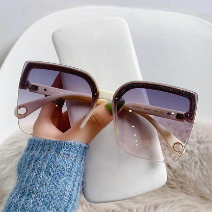 Sunglasses Woman Rimless Square Sunglasses Luxury Brand Design UV400 Female Shades - Tamnz