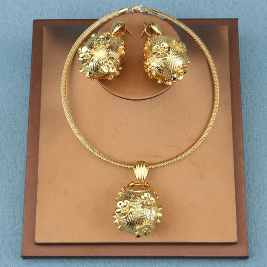 Dubai Gold Color Jewelry Sets For Women Necklace And Earring Fashion Jewelry Wedding Party Luxury Quality Bridal Gift - Tamnz