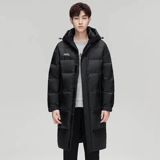 Men's Winter Long Style Down Jacket Hooded Thicken Warm Couple Snow Wear Parkas Harajuku Comfortable Loose Coat Fashion Clothes - Tamnz