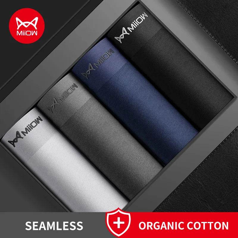 MiioW 4Pcs Organic Cotton Men Boxers Shorts Antibacterial Innerwear Man Underwear Boxer Men's Panties Male Trunks Underpants New - Tamnz