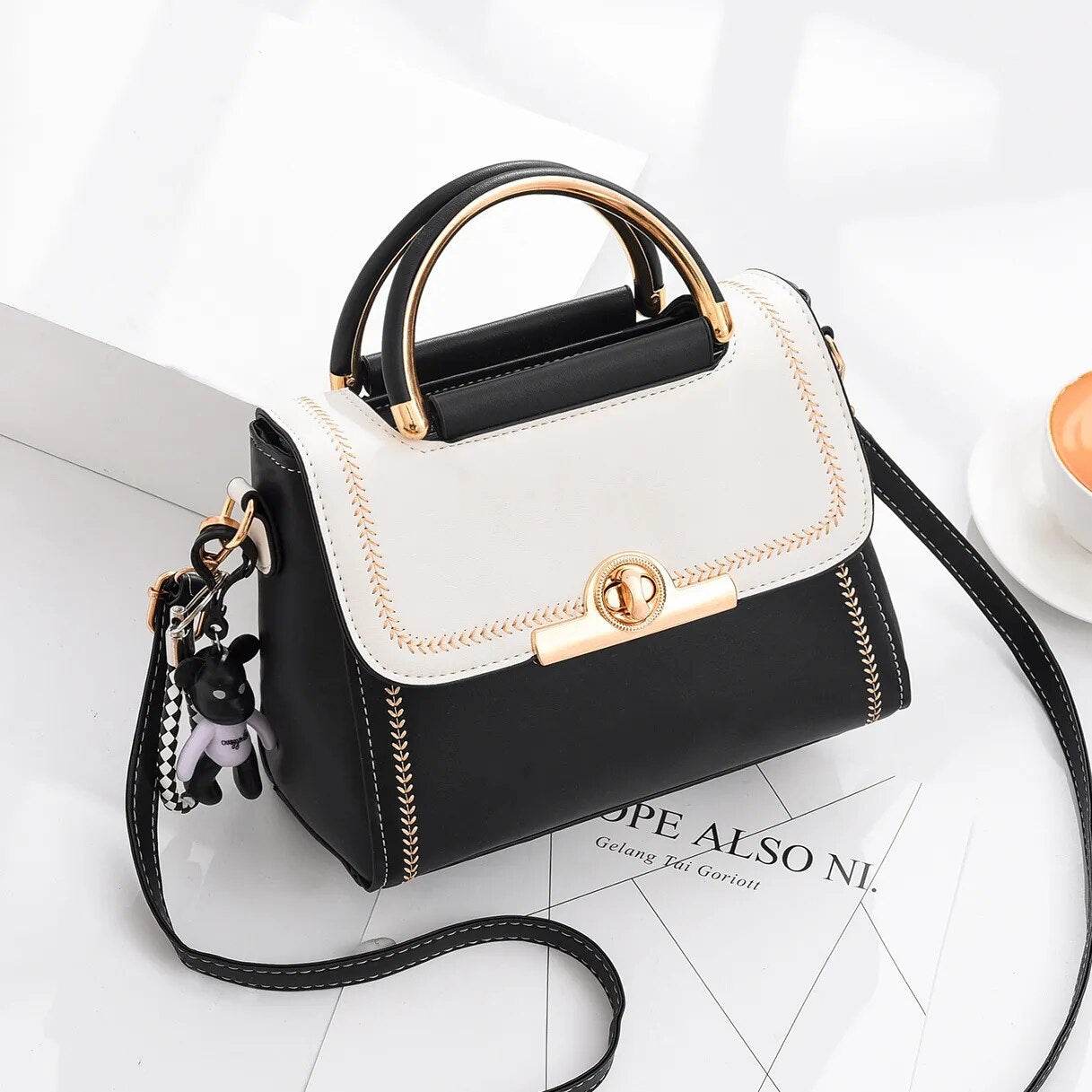 New Lock Flap Small Square Bag Shoulder Messenger Crossbody Bags Designer Stitching Women Handbags Leisure Shoulder Bag - Tamnz