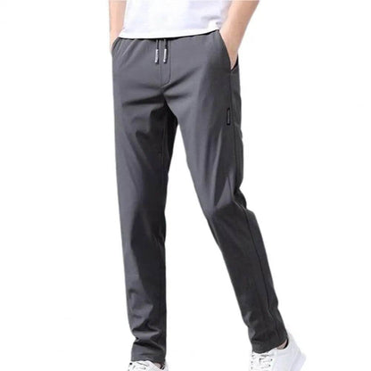 Men Pants Elastic Waist Trendy Polyester Casual Drawstring Men Trouser for Street Wear - Tamnz