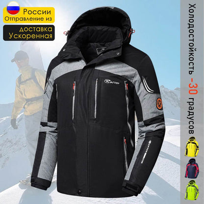 Winter New Outdoor Jet Ski Snow Warm Parkas Jacket Coat Men Outwear Premium Casual Hat Waterproof Thick Fleece Parkas - Tamnz