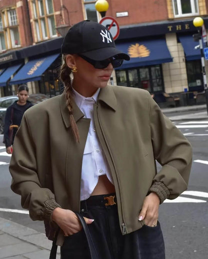 Bomber Jackets for Women 2023 Autumn Coats Female Chic Long Sleeve Casual Jacket Ladies with Pocket New Outerwear - Tamnz