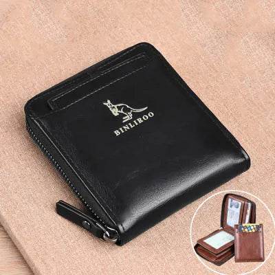 Coin Purse Wallet RFID Blocking Man Leather Wallet Zipper Business Card Holder ID Money Bag Wallet Male - Tamnz
