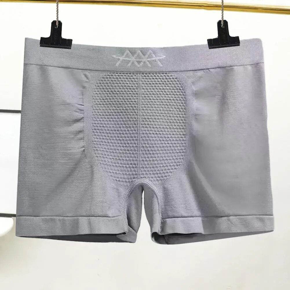 Men Boxers Underpants High Elasticity Seamless Honeycomb Breathable Mid Waist Soft Moisture-wicking Anti-shrink Men Underwear - Tamnz