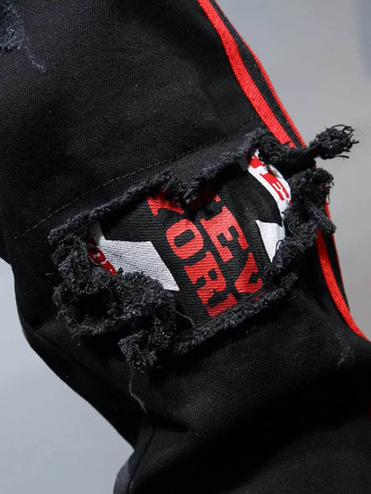 NEW Trendy Men's Street All-match Jeans Hot Mens Skinny Stretch Denim Pants Distressed Ripped Freyed Slim Fit Jeans Trousers - Tamnz