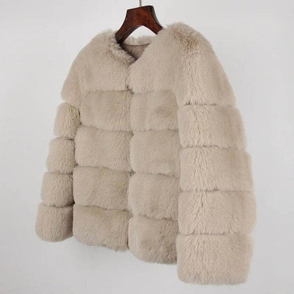 Faux Fur Luxury Winter Jacket Women Elegant Thick Warm Outerwear - Tamnz