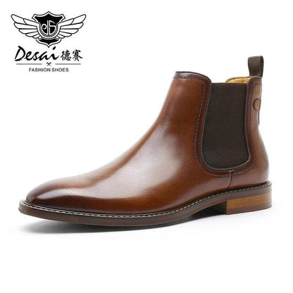 Men's Chelsea Boots Work shoes Genuine Cow Leather Handmade For Formal Dress Shoes - Tamnz