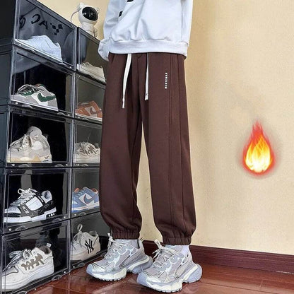 Winter Men's Fleece Pants Thick Warm Sweatpants Drawstring Stretch Waist Casual Tapered Trousers Regular Fit Joggers Pants - Tamnz
