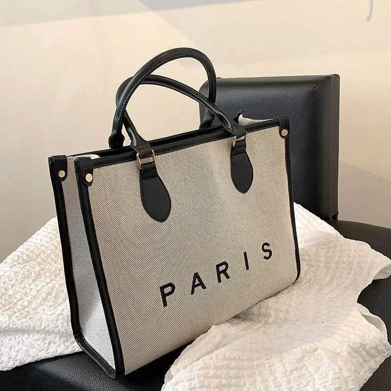 French Style Canvas Large Office Work Tote Handbags For Women Trend Luxury Designer Small Ladies Shoulder Crossbody Bags - Tamnz