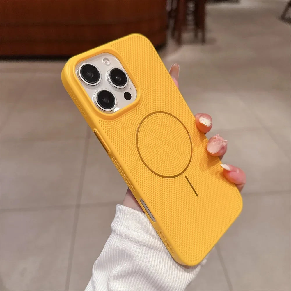 Cooling Heat Dissipation Mesh Magnetic Magsafe Case for iPhone 17 16 15 14 13 12 11 Pro Max Plus 17 Air Wireless Charging Cover