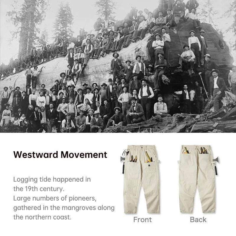 Maden Japanese Korean Style Vintage Loose Jeans Washed Straight Multi-Pocket Men's Cargo Pants Streetwear Carpenter Trouser - Tamnz