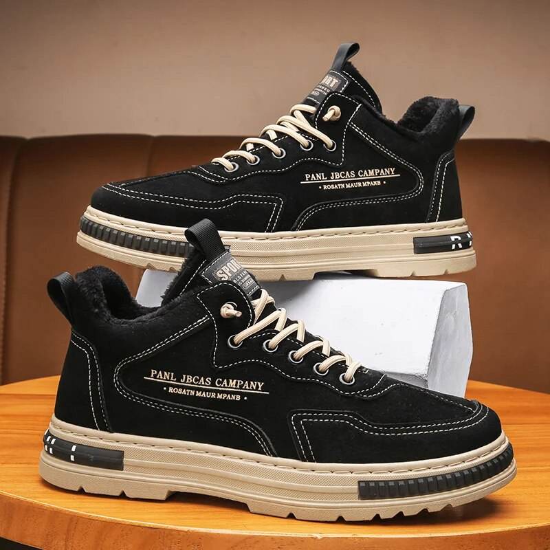 Winter Mid-top Cotton Shoes Board Shoes Outdoor Walking Casual Sneakers Comfortable Trend Shoes - Tamnz