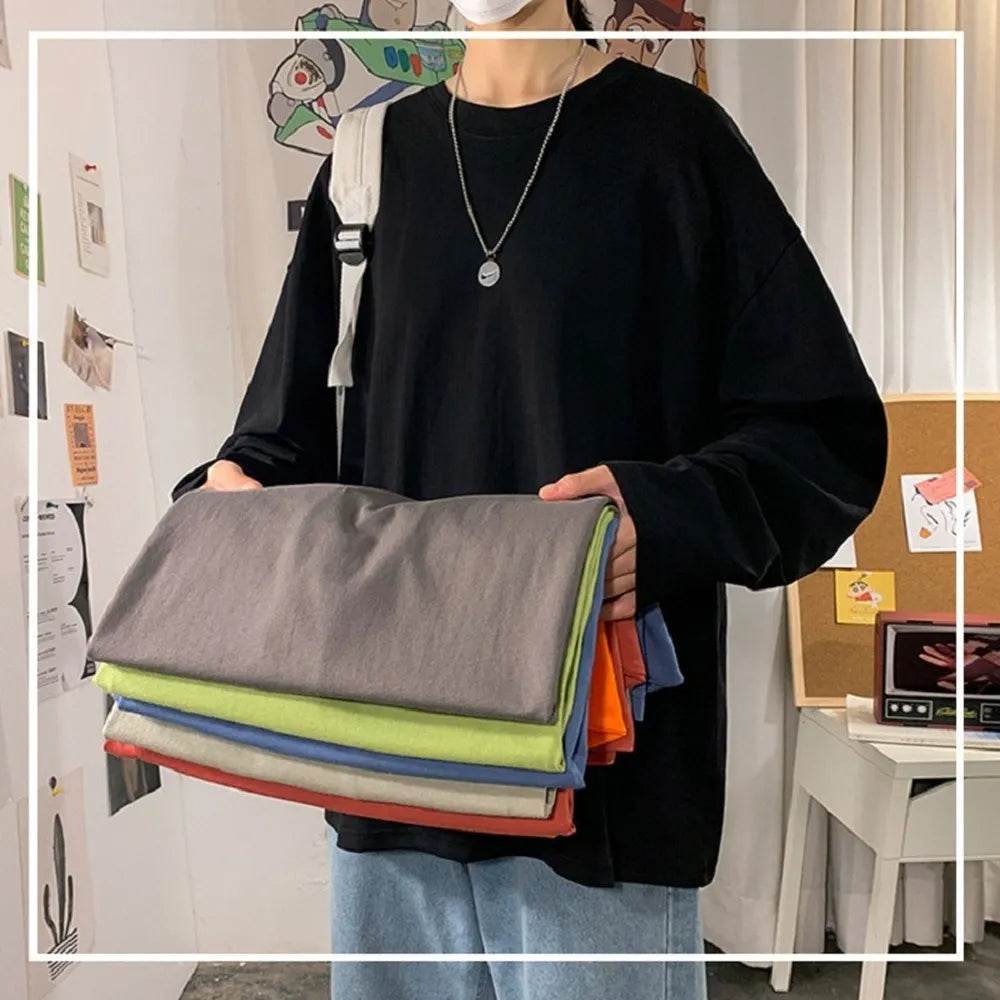 Men's Oversized T-shirt Man Long sleeves Pure Color Men t shirt T-shirts For Male Female Tops - Tamnz