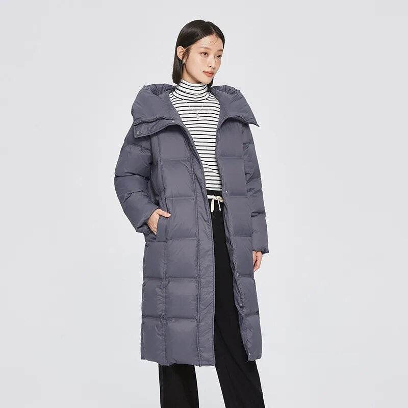 Semir Long Down Jacket Women Waterproof Hooded Coat Winter New Loose Girls Jacket Multi-Color Thick Windbrake Down Coat - Tamnz