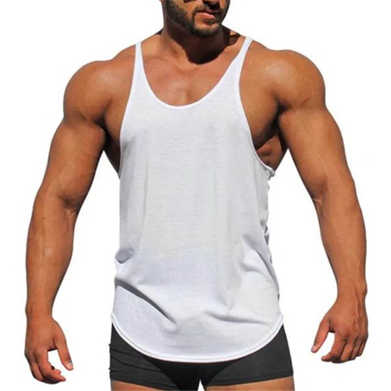 Workout Tanktop Muscle Guys Gym Clothing Bodybuilding Stringer Tank Top Men Cotton Vest Y Back Sleeveless Shirt Sports Singlets - Tamnz