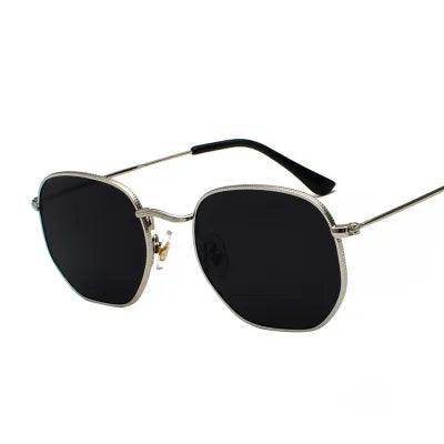 Sunglases Hexagon Sunglasses Women Metal Frame Fishing Glasses Gold tea Eyewear lentes - Tamnz
